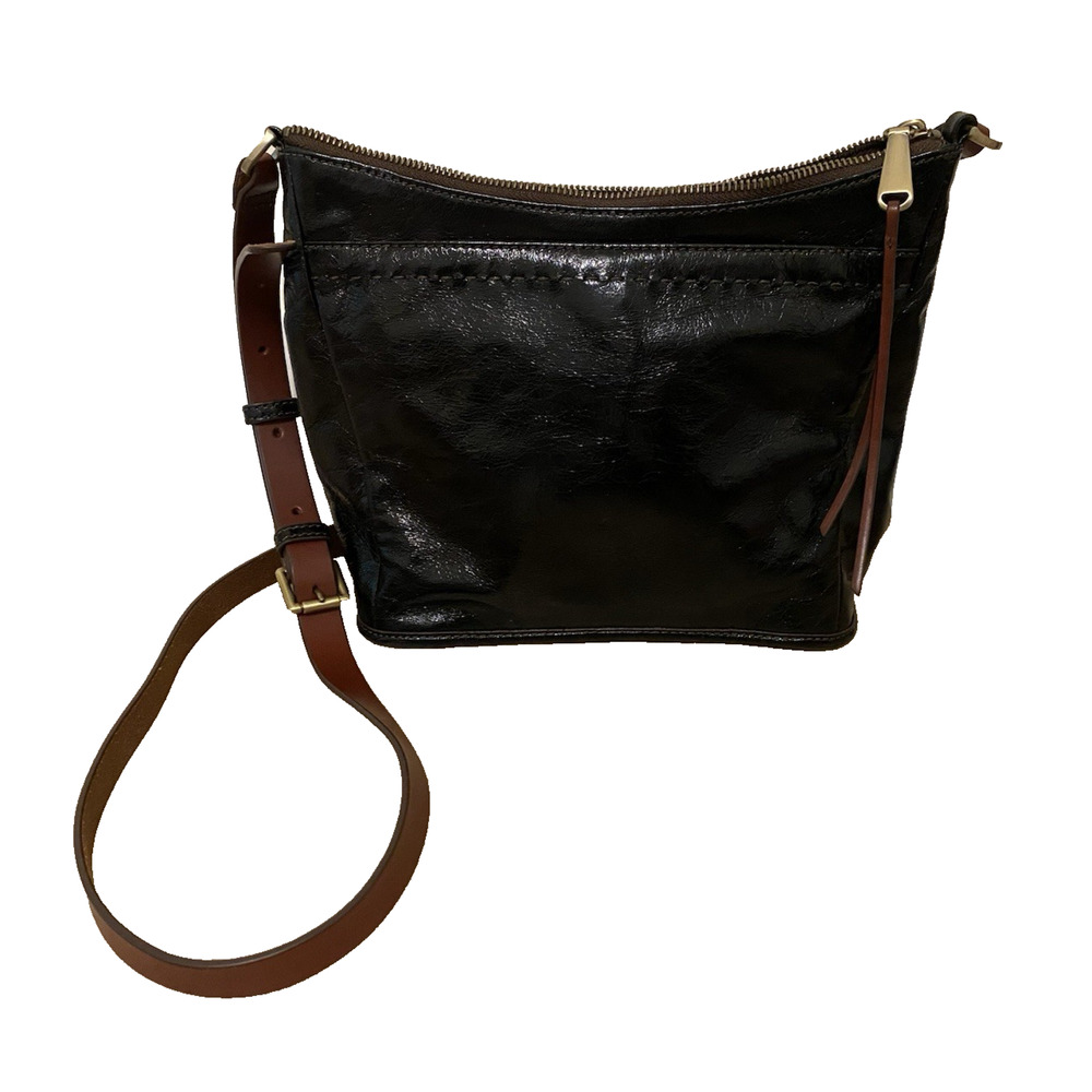 HOBO Aviva Black Leather Crossbody Bag Boho Classic Preppy Festival